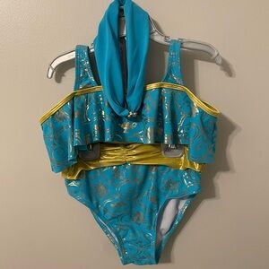 Disney Store 3 piece princess jasmine swim suit. Size 7/8